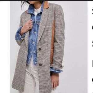 Maeve By Anthropologie Plaid Blazer with Brown Details